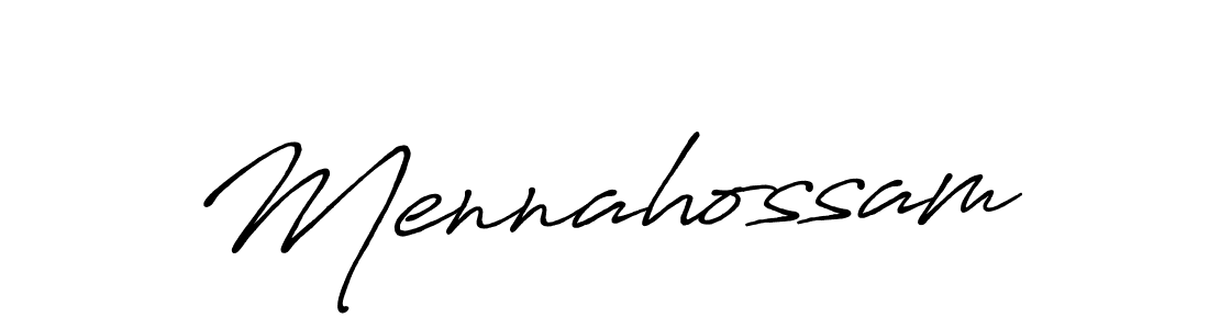 Create a beautiful signature design for name Mennahossam. With this signature (Antro_Vectra_Bolder) fonts, you can make a handwritten signature for free. Mennahossam signature style 7 images and pictures png