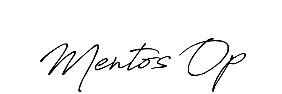 Make a beautiful signature design for name Mentos Op. With this signature (Antro_Vectra_Bolder) style, you can create a handwritten signature for free. Mentos Op signature style 7 images and pictures png