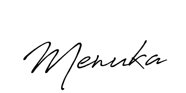 Use a signature maker to create a handwritten signature online. With this signature software, you can design (Antro_Vectra_Bolder) your own signature for name Menuka. Menuka signature style 7 images and pictures png