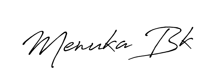 if you are searching for the best signature style for your name Menuka Bk. so please give up your signature search. here we have designed multiple signature styles  using Antro_Vectra_Bolder. Menuka Bk signature style 7 images and pictures png