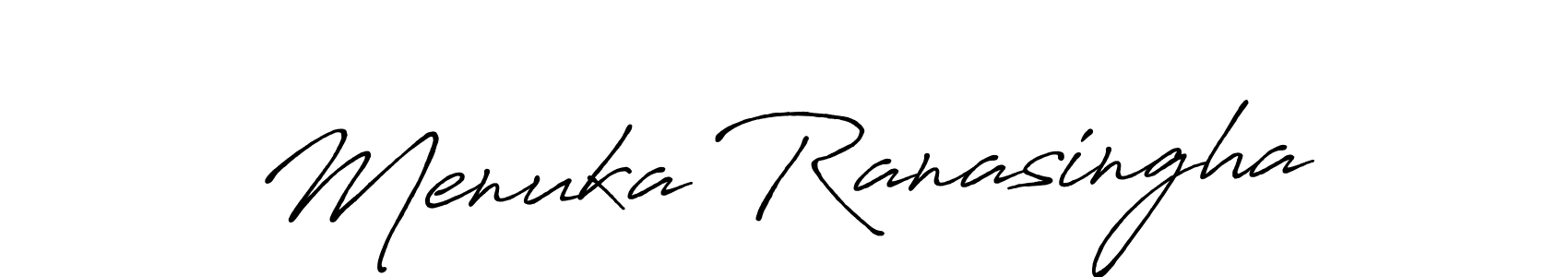 How to make Menuka Ranasingha name signature. Use Antro_Vectra_Bolder style for creating short signs online. This is the latest handwritten sign. Menuka Ranasingha signature style 7 images and pictures png