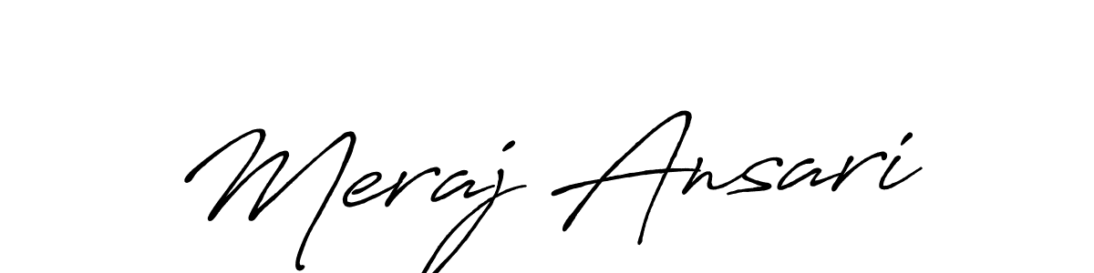 Make a beautiful signature design for name Meraj Ansari. With this signature (Antro_Vectra_Bolder) style, you can create a handwritten signature for free. Meraj Ansari signature style 7 images and pictures png