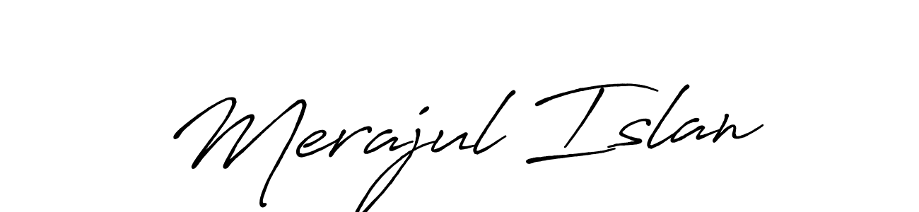 Merajul Islan stylish signature style. Best Handwritten Sign (Antro_Vectra_Bolder) for my name. Handwritten Signature Collection Ideas for my name Merajul Islan. Merajul Islan signature style 7 images and pictures png