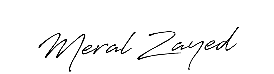 Make a beautiful signature design for name Meral Zayed. With this signature (Antro_Vectra_Bolder) style, you can create a handwritten signature for free. Meral Zayed signature style 7 images and pictures png