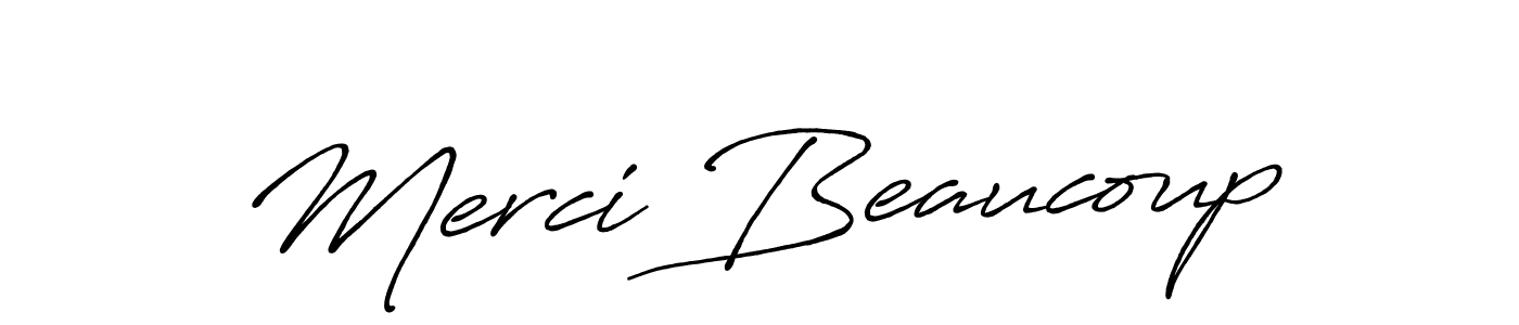 Design your own signature with our free online signature maker. With this signature software, you can create a handwritten (Antro_Vectra_Bolder) signature for name Merci Beaucoup. Merci Beaucoup signature style 7 images and pictures png