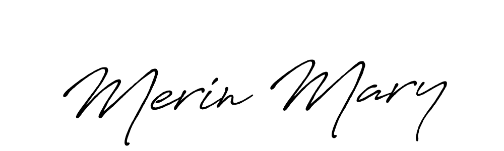 Merin Mary stylish signature style. Best Handwritten Sign (Antro_Vectra_Bolder) for my name. Handwritten Signature Collection Ideas for my name Merin Mary. Merin Mary signature style 7 images and pictures png