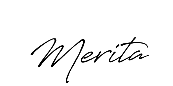 How to make Merita name signature. Use Antro_Vectra_Bolder style for creating short signs online. This is the latest handwritten sign. Merita signature style 7 images and pictures png