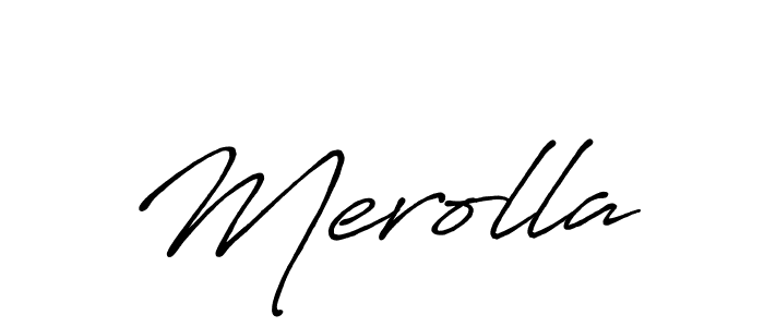 How to make Merolla name signature. Use Antro_Vectra_Bolder style for creating short signs online. This is the latest handwritten sign. Merolla signature style 7 images and pictures png