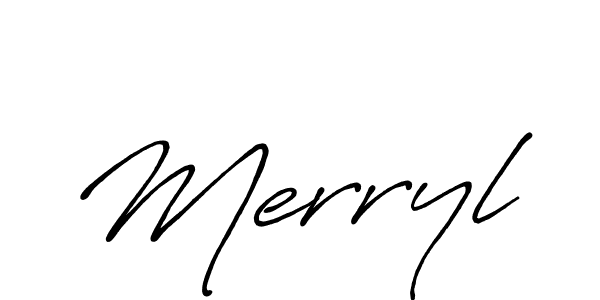 How to make Merryl name signature. Use Antro_Vectra_Bolder style for creating short signs online. This is the latest handwritten sign. Merryl signature style 7 images and pictures png