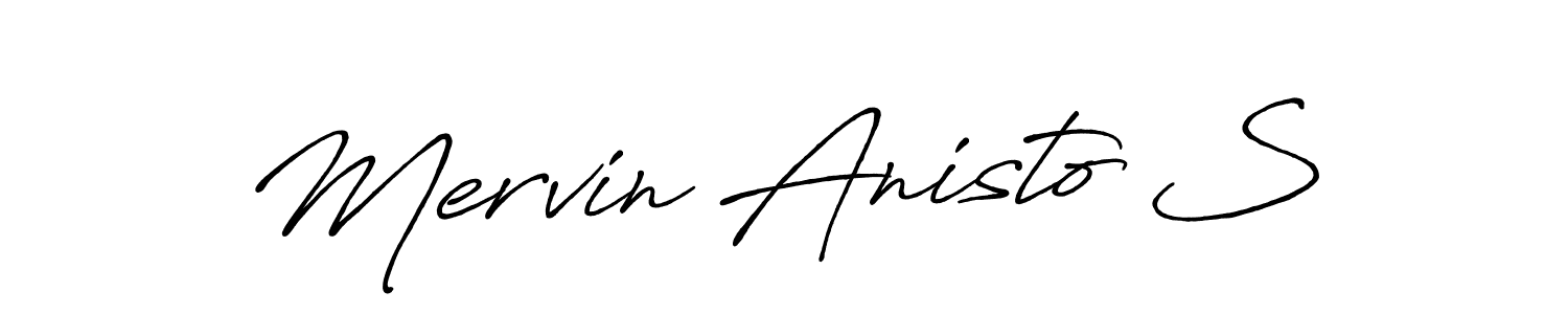 Use a signature maker to create a handwritten signature online. With this signature software, you can design (Antro_Vectra_Bolder) your own signature for name Mervin Anisto S. Mervin Anisto S signature style 7 images and pictures png