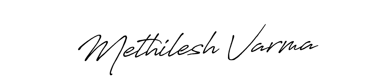 How to make Methilesh Varma name signature. Use Antro_Vectra_Bolder style for creating short signs online. This is the latest handwritten sign. Methilesh Varma signature style 7 images and pictures png