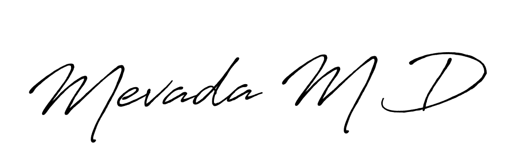 How to make Mevada M D name signature. Use Antro_Vectra_Bolder style for creating short signs online. This is the latest handwritten sign. Mevada M D signature style 7 images and pictures png