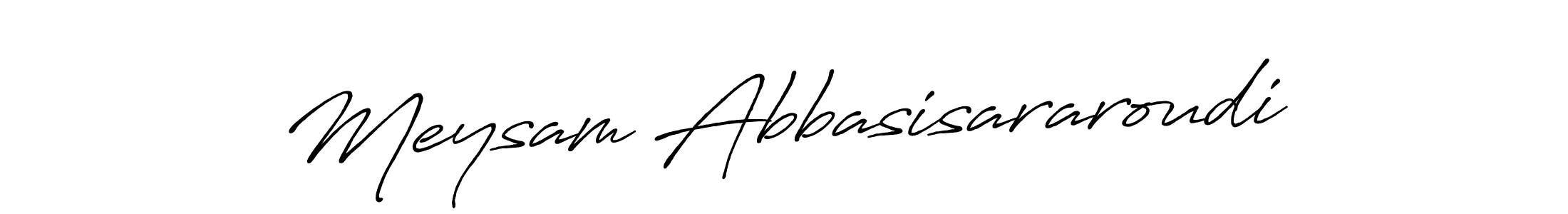 Create a beautiful signature design for name Meysam Abbasisararoudi. With this signature (Antro_Vectra_Bolder) fonts, you can make a handwritten signature for free. Meysam Abbasisararoudi signature style 7 images and pictures png