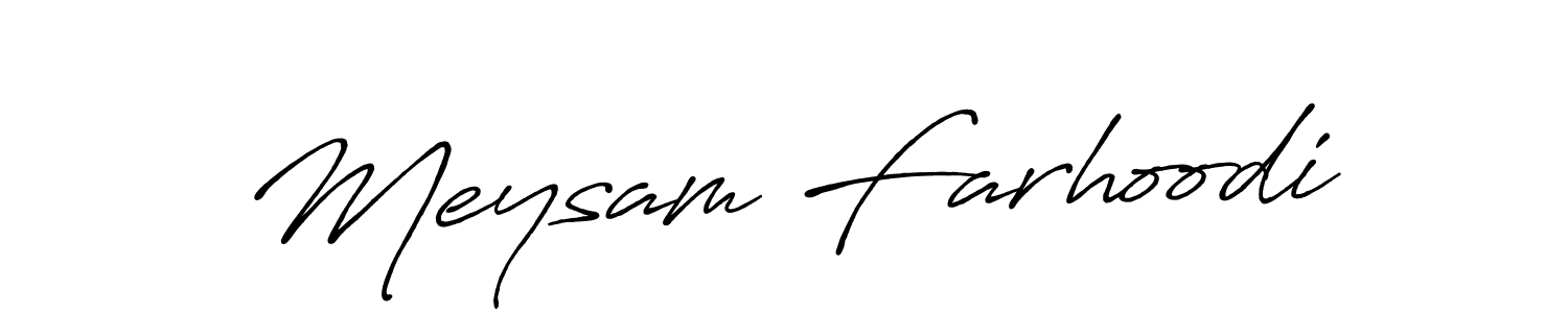Create a beautiful signature design for name Meysam Farhoodi. With this signature (Antro_Vectra_Bolder) fonts, you can make a handwritten signature for free. Meysam Farhoodi signature style 7 images and pictures png
