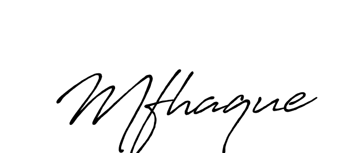 Use a signature maker to create a handwritten signature online. With this signature software, you can design (Antro_Vectra_Bolder) your own signature for name Mfhaque. Mfhaque signature style 7 images and pictures png