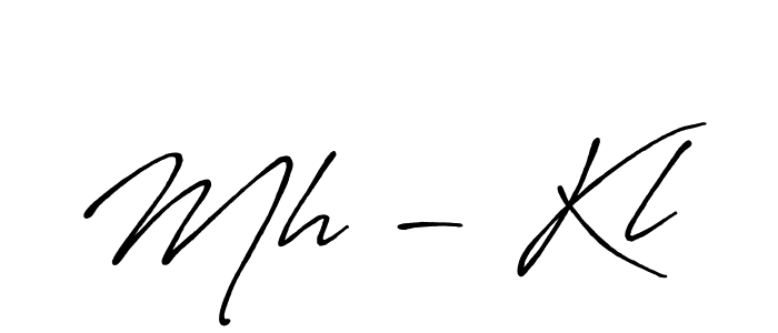 How to make Mh - Kl name signature. Use Antro_Vectra_Bolder style for creating short signs online. This is the latest handwritten sign. Mh - Kl signature style 7 images and pictures png