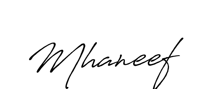 Create a beautiful signature design for name Mhaneef. With this signature (Antro_Vectra_Bolder) fonts, you can make a handwritten signature for free. Mhaneef signature style 7 images and pictures png