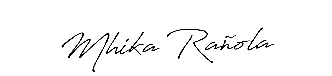 Use a signature maker to create a handwritten signature online. With this signature software, you can design (Antro_Vectra_Bolder) your own signature for name Mhika Rañola. Mhika Rañola signature style 7 images and pictures png