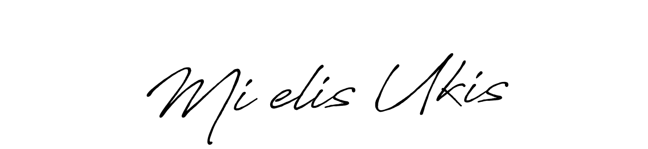 Make a beautiful signature design for name Miķelis Ukis. With this signature (Antro_Vectra_Bolder) style, you can create a handwritten signature for free. Miķelis Ukis signature style 7 images and pictures png