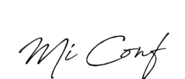 Mi Conf stylish signature style. Best Handwritten Sign (Antro_Vectra_Bolder) for my name. Handwritten Signature Collection Ideas for my name Mi Conf. Mi Conf signature style 7 images and pictures png