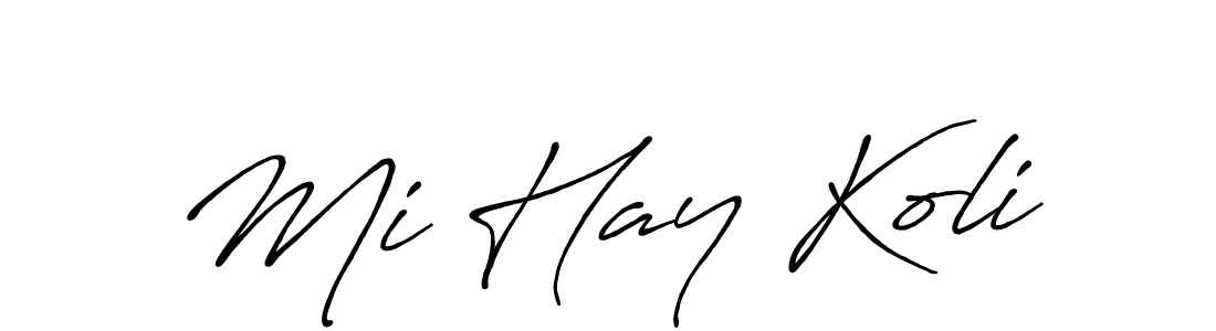 Make a beautiful signature design for name Mi Hay Koli. With this signature (Antro_Vectra_Bolder) style, you can create a handwritten signature for free. Mi Hay Koli signature style 7 images and pictures png