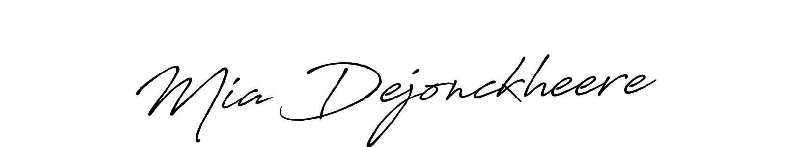 How to make Mia Dejonckheere name signature. Use Antro_Vectra_Bolder style for creating short signs online. This is the latest handwritten sign. Mia Dejonckheere signature style 7 images and pictures png