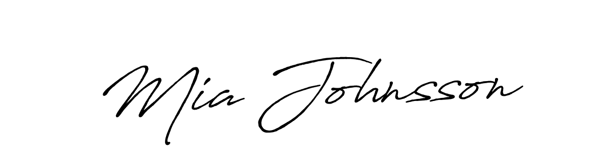 The best way (Antro_Vectra_Bolder) to make a short signature is to pick only two or three words in your name. The name Mia Johnsson include a total of six letters. For converting this name. Mia Johnsson signature style 7 images and pictures png