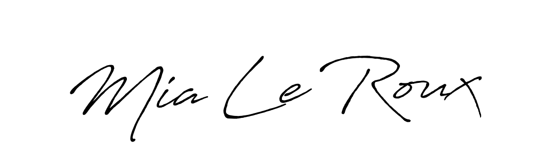 The best way (Antro_Vectra_Bolder) to make a short signature is to pick only two or three words in your name. The name Mia Le Roux include a total of six letters. For converting this name. Mia Le Roux signature style 7 images and pictures png