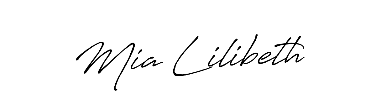 How to make Mia Lilibeth name signature. Use Antro_Vectra_Bolder style for creating short signs online. This is the latest handwritten sign. Mia Lilibeth signature style 7 images and pictures png