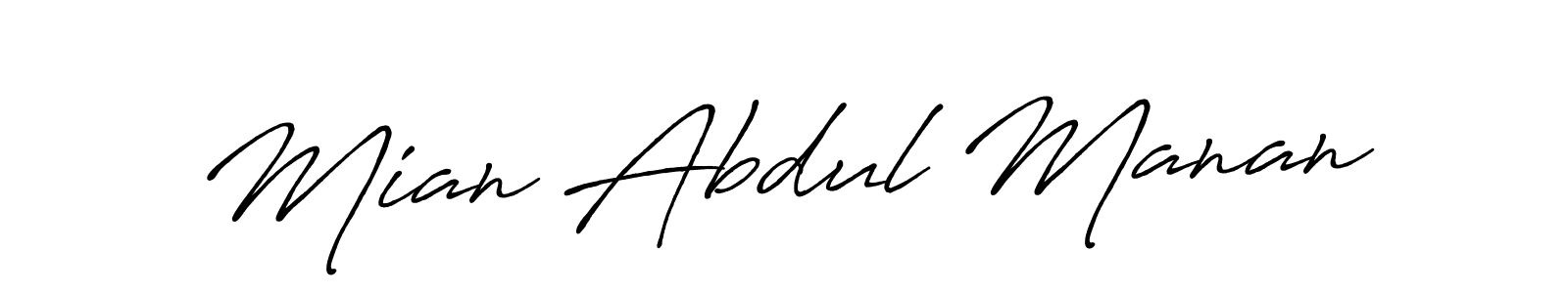 How to make Mian Abdul Manan name signature. Use Antro_Vectra_Bolder style for creating short signs online. This is the latest handwritten sign. Mian Abdul Manan signature style 7 images and pictures png