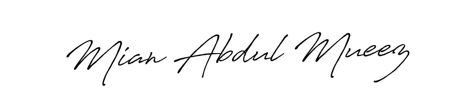 Design your own signature with our free online signature maker. With this signature software, you can create a handwritten (Antro_Vectra_Bolder) signature for name Mian Abdul Mueez. Mian Abdul Mueez signature style 7 images and pictures png