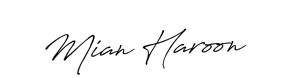 Use a signature maker to create a handwritten signature online. With this signature software, you can design (Antro_Vectra_Bolder) your own signature for name Mian Haroon. Mian Haroon signature style 7 images and pictures png