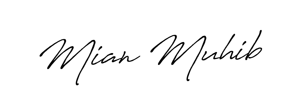 The best way (Antro_Vectra_Bolder) to make a short signature is to pick only two or three words in your name. The name Mian Muhib include a total of six letters. For converting this name. Mian Muhib signature style 7 images and pictures png