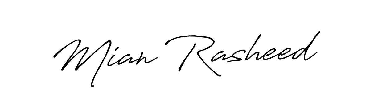 How to make Mian Rasheed name signature. Use Antro_Vectra_Bolder style for creating short signs online. This is the latest handwritten sign. Mian Rasheed signature style 7 images and pictures png