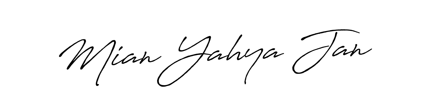 How to make Mian Yahya Jan name signature. Use Antro_Vectra_Bolder style for creating short signs online. This is the latest handwritten sign. Mian Yahya Jan signature style 7 images and pictures png