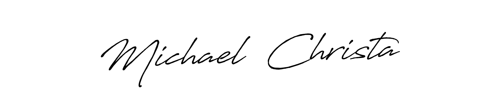 Michael  Christa stylish signature style. Best Handwritten Sign (Antro_Vectra_Bolder) for my name. Handwritten Signature Collection Ideas for my name Michael  Christa. Michael  Christa signature style 7 images and pictures png