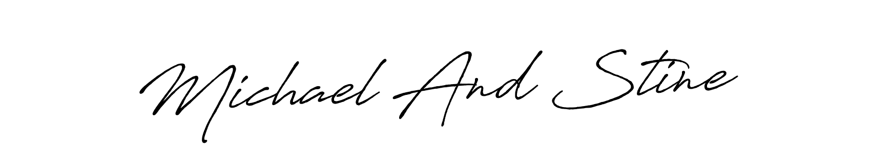 How to make Michael And Stine name signature. Use Antro_Vectra_Bolder style for creating short signs online. This is the latest handwritten sign. Michael And Stine signature style 7 images and pictures png