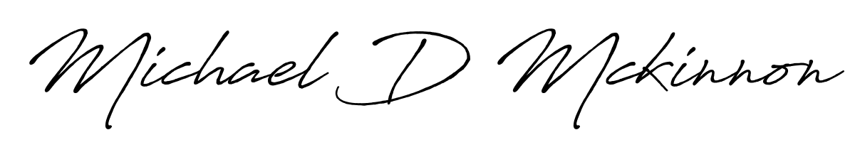 Looking for an artistic signature for Michael D Mckinnon? The Antro_Vectra_Bolder calligraphy style gives a sophisticated flow suitable for business cards and emails. Michael D Mckinnon signature style 7 images and pictures png