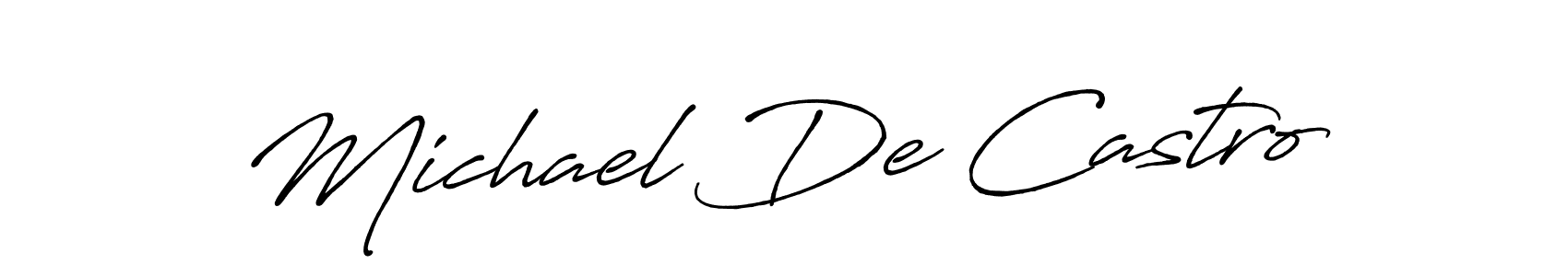 How to make Michael De Castro name signature. Use Antro_Vectra_Bolder style for creating short signs online. This is the latest handwritten sign. Michael De Castro signature style 7 images and pictures png
