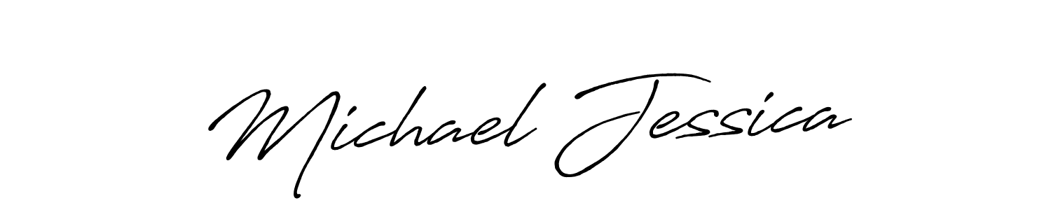 Use a signature maker to create a handwritten signature online. With this signature software, you can design (Antro_Vectra_Bolder) your own signature for name Michael Jessica. Michael Jessica signature style 7 images and pictures png