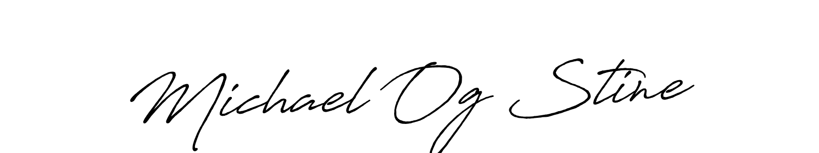 Michael Og Stine stylish signature style. Best Handwritten Sign (Antro_Vectra_Bolder) for my name. Handwritten Signature Collection Ideas for my name Michael Og Stine. Michael Og Stine signature style 7 images and pictures png