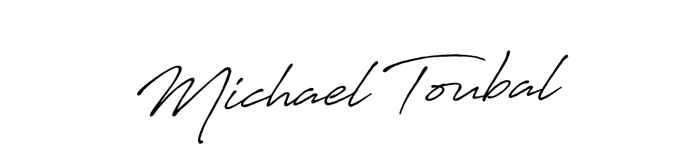 Use a signature maker to create a handwritten signature online. With this signature software, you can design (Antro_Vectra_Bolder) your own signature for name Michael Toubal. Michael Toubal signature style 7 images and pictures png