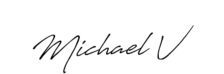 It looks lik you need a new signature style for name Michael V. Design unique handwritten (Antro_Vectra_Bolder) signature with our free signature maker in just a few clicks. Michael V signature style 7 images and pictures png