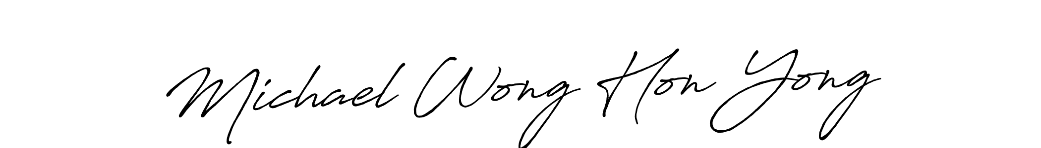 How to make Michael Wong Hon Yong name signature. Use Antro_Vectra_Bolder style for creating short signs online. This is the latest handwritten sign. Michael Wong Hon Yong signature style 7 images and pictures png