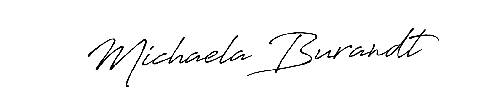 The best way (Antro_Vectra_Bolder) to make a short signature is to pick only two or three words in your name. The name Michaela Burandt include a total of six letters. For converting this name. Michaela Burandt signature style 7 images and pictures png