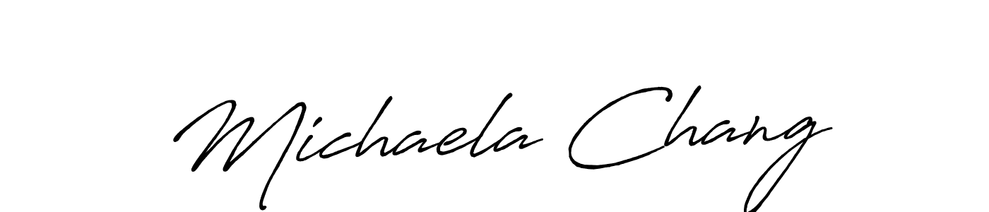 Antro_Vectra_Bolder is a professional signature style that is perfect for those who want to add a touch of class to their signature. It is also a great choice for those who want to make their signature more unique. Get Michaela Chang name to fancy signature for free. Michaela Chang signature style 7 images and pictures png