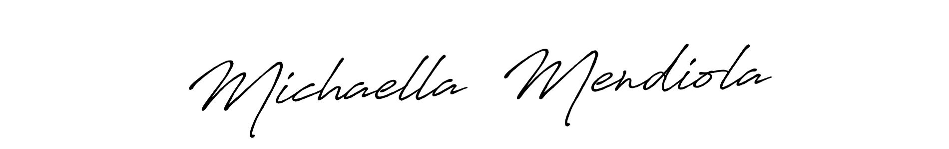 Create a beautiful signature design for name Michaella  Mendiola. With this signature (Antro_Vectra_Bolder) fonts, you can make a handwritten signature for free. Michaella  Mendiola signature style 7 images and pictures png