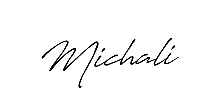 if you are searching for the best signature style for your name Michali. so please give up your signature search. here we have designed multiple signature styles  using Antro_Vectra_Bolder. Michali signature style 7 images and pictures png