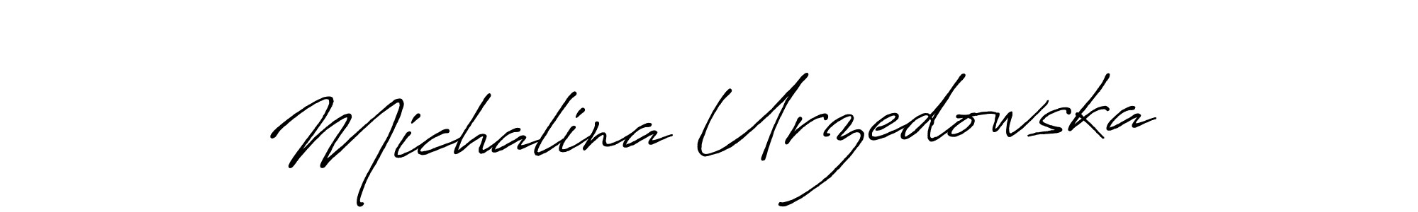 Design your own signature with our free online signature maker. With this signature software, you can create a handwritten (Antro_Vectra_Bolder) signature for name Michalina Urzedowska. Michalina Urzedowska signature style 7 images and pictures png