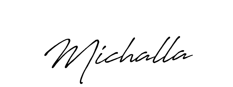 How to make Michalla signature? Antro_Vectra_Bolder is a professional autograph style. Create handwritten signature for Michalla name. Michalla signature style 7 images and pictures png